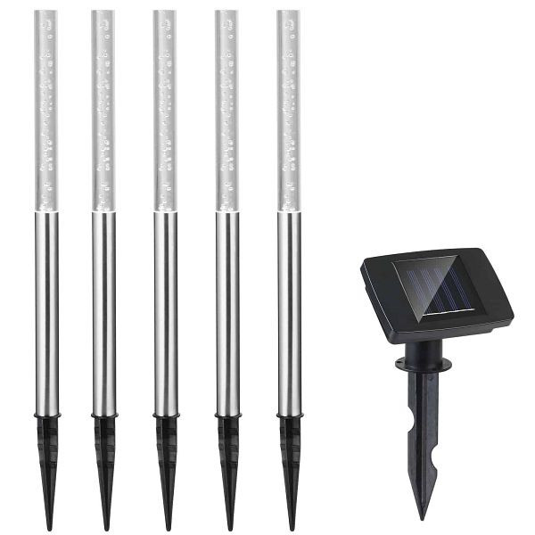monzana LED Solar Steckleuchte 5er-Set Weiß, 104179, 4250525336801