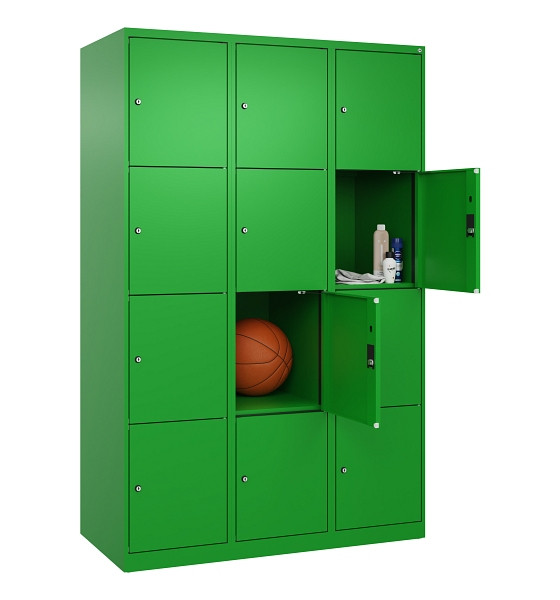 C+P Schließfachschrank Evolo PLUS, 12 Fächer, 1850x1200x500mm, 6037/6037, Abteile 3, Abteilbreite 400 mm, 049000-324 S10026