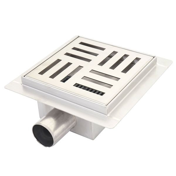 Mendler Duschablauf HWC-D95b, Bodenablauf Abflussrinne Bad, Edelstahl Siphon, 12x12cm, 64808