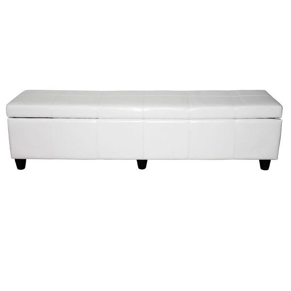 Mendler Aufbewahrungs-Truhe Kriens XXL, Leder + Kunstleder, 180x45x45cm, weiß, 17424