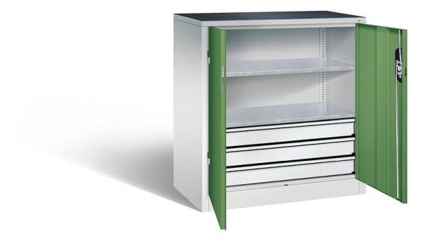 C+P Werkzeugschrank Acurado, H1000xB930xT500mm, Farbe: Lichtgrau / Resedagrün, Muldengriff, 8821-5035 S10080