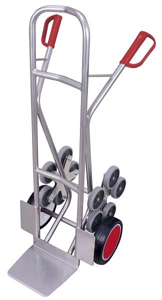 VARIOfit Aluminium Treppenkarre, 2 fünfarmige Radsterne, Außenmaße: 610 x 705 x 1.310 mm, Radsatz: Vollgummibereifung, ap-1302