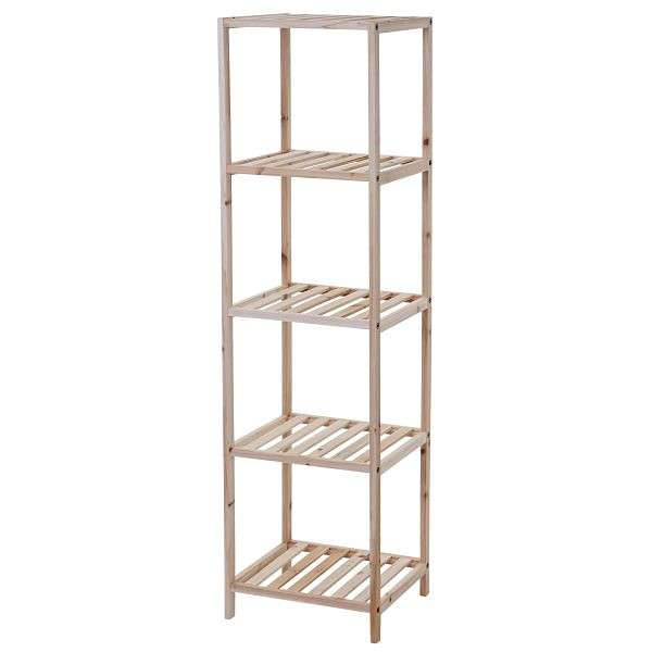 Mendler Badregal HWC-B54, Badezimmer Badschrank Standregal, Tannenholz 5 Ablageflächen 130x35x30cm, 60560