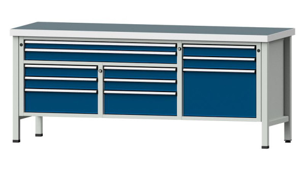 ANKE Werkbänke Kastenwerkbank, Modell 283 V, 2000 x 700 x 850 mm, RAL 7035/5010, UBP 50 mm, 304.558