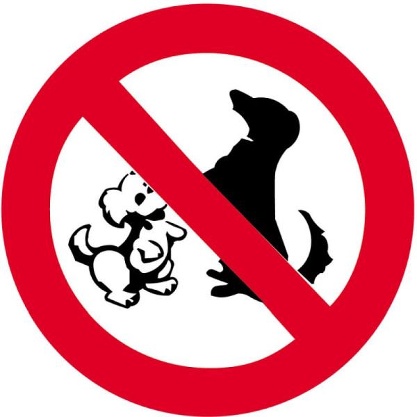 Stein HGS Sonderschild, Hundeverbot, Ø 420 mm, Piktogramm: schwarz, rot, 14947