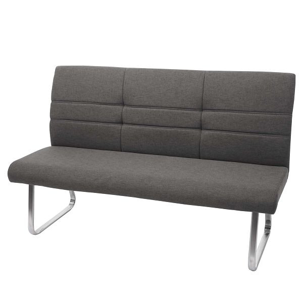 Mendler Sitzbank HWC-G55, Esszimmerbank Bank, Stoff/Textil Edelstahl gebürstet, grau-braun 160cm, 71707