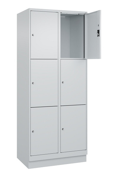 C+P Schließfachschrank Evolo PLUS, mit Sockel, 6 Fächer, 1950x800x500mm, 7035/70, Frontfarbe RAL 7035 Lichtgrau, 049020-223 S10013