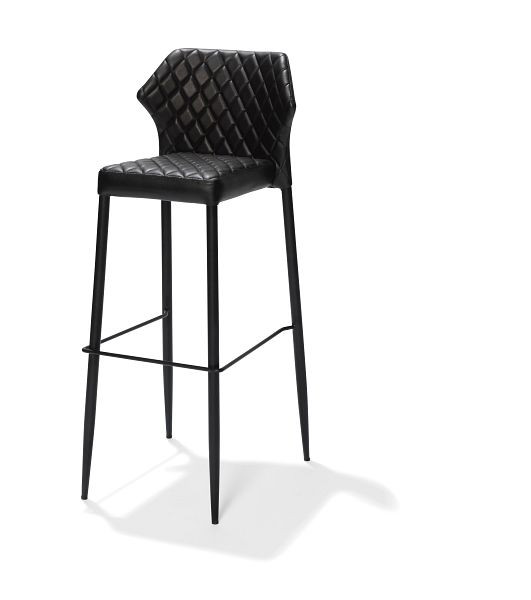 Feros Louis Barhocker Schwarz, Kunstleder gepolstert, feuerhemmend, 50x47x105cm (BxTxH), 52103