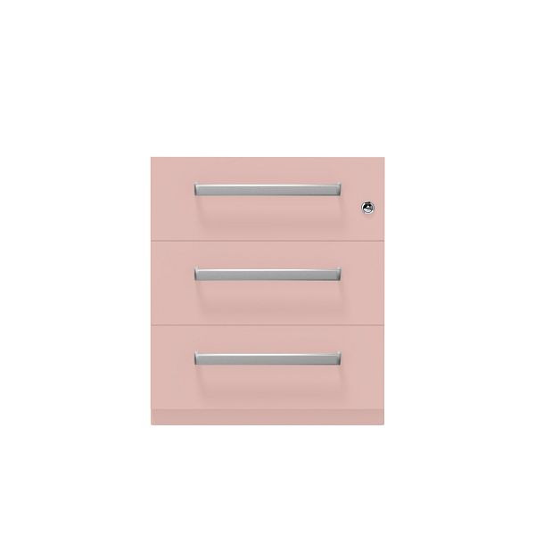 Bisley Rollcontainer Note™, 3 Schubladen, Tiefe 565 mm, Designgriff, 620 pastellpink, NWH59M7SSS620