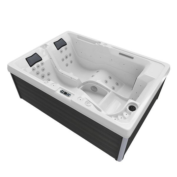 TroniTechnik Outdoor Whirlpool Spa ELBA Außen Whirlpool weiß, 210 x 150 cm, Heizung, Hydromassage, Bluetooth, Farblichtherapie, inkl. Thermoabdeckung, 5468