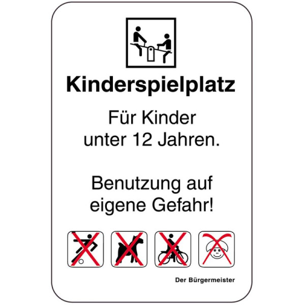 Stein HGS Sonderschild, Kinderspielplatz, Für Kinder unter 12 Jahren, 400 x 600 mm, Text: schwarz, 15029