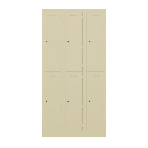 Bisley Garderobenschrank Primary Locker, 3 Abteile mit je 2 Fächern übereinander, 606 creme, PL3050T2606