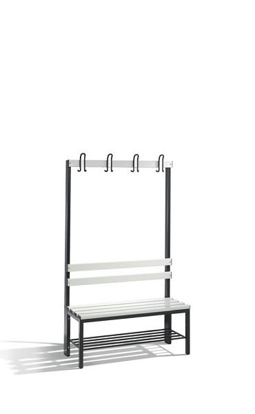 C+P Garderobenbank 1-seitig, H1650xB1000xT400 mm, Schwarzgrau/Lichtgrau, 8050-110 S10112