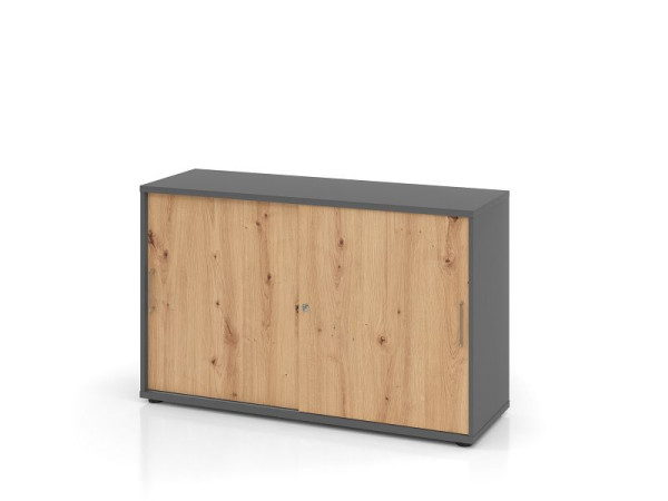 Hammerbacher Schiebetürschrank 2OH 120cm BS Graphit/Asteiche, V1752S/G/R/BS