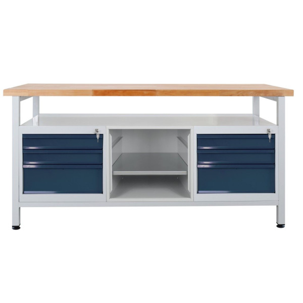 ADB Werkbank 6 Schubladen + 1 Regalteil, 1700x600x840 mm, Farbe Werktisch: lichtgrau, RAL 7035, Farbe Tür/Schubladen: Anthrazitgrau (RAL 7016), 43751
