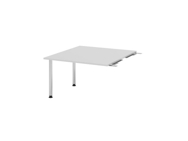 Hammerbacher Verkettungsplatte VKT, Farbe Tischplatte: Grau, Platte: 1200 x 1300 x 25 mm, Rundrohr-Fuß Chrom, Arbeitshöhe: 720 - 740 mm, VKT12C/5/C