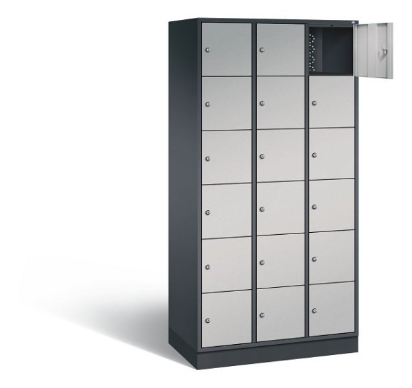 C+P Schließfachschrank Intro, H1950xB920xT490mm, Farbe: Schwarzgrau / Weißaluminium, 8670-301 S10009