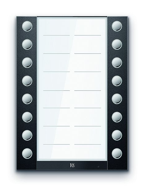 TCS Türkontrollsystem PET PRO Audio Klingeltastenerwweitreung kurz 16T 2 Spalten AP RAL7016 anthrazitgrau, AEA520216-0017