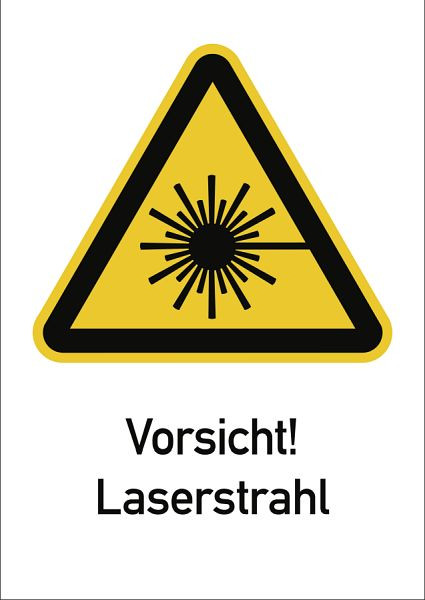 Moedel Vorsicht! Laserstrahl ISO 7010, Kombischild, Folie, 131x185 mm, 99006