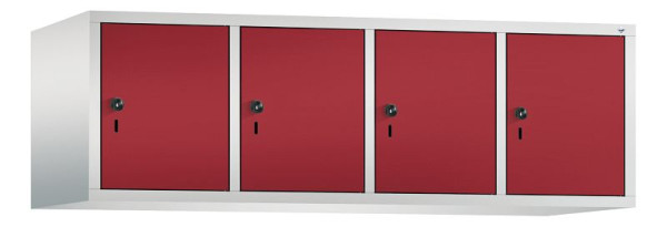 C+P Aufsatz-Garderobenschrank Evolo, 4 Abteile, H500xB1590xT500 mm, Lichtgrau/Rubinrot, 48090-42 S10010