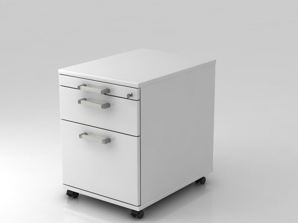 Hammerbacher Rollcontainer 58cm, 1 Schub, 1HR, Schloss Chromgriff Weiß, 42,8x58x59 cm, 1/3/6 HE, VAC20/W/W/CE