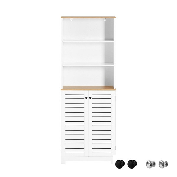 SoBuy Badezimmerschrank mit einer Tür Weiß 60x30x160 cm, Funktional, BZR44-W