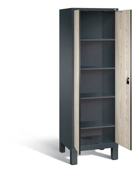 C+P Wäsche-Spind Evolo, H1850xB610xT500mm, Farbe: Anthrazitgrau / Dekor Sen-Esche, 48212-20B S10106