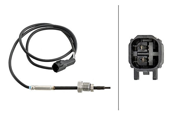 HELLA Sensor, Abgastemperatur, 2-polig, geschraubt, Kabel: 740mm, 6PT 358 181-761