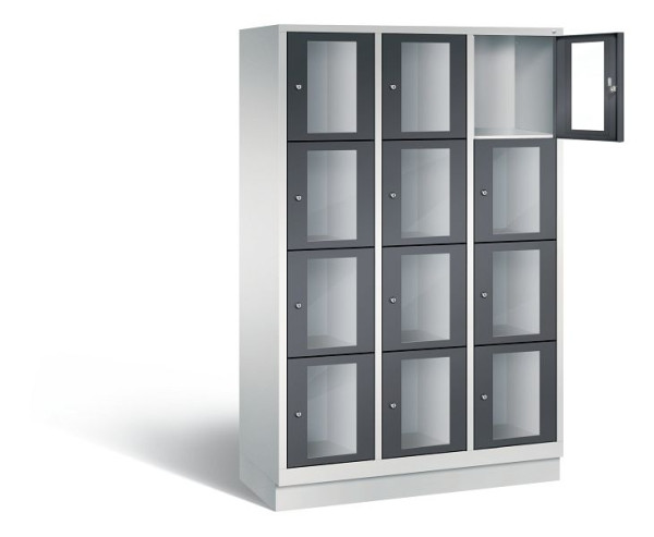 C+P Schließfachschrank Classic, H1800xB1200xT500mm, Farbe: Lichtgrau / Schwarzgrau, 8020A324 S10006