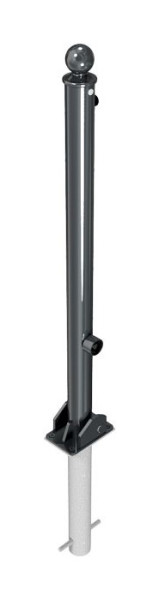 Schake Absperr-Stilpfosten Serie 465B Ø 60 mm, umlegbar, selbsteinrastende Verriegelung, zum Einbetonieren, feuerverzinkt, 465FUHB