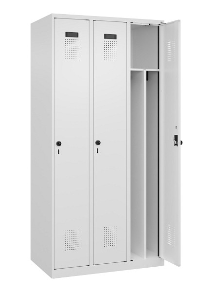 C+P Spind Evolo PLUS, 3 Abteile, 1850x900x500mm, 9016/9016, Verschluss Drehriegel, 049000-30F S10020