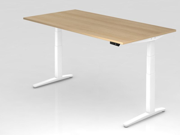 Hammerbacher Sitz-Steh-Schreibtisch elektrisch 200x100cm Eiche/weiß, Rechteckform, VXBHM2E/E/WW