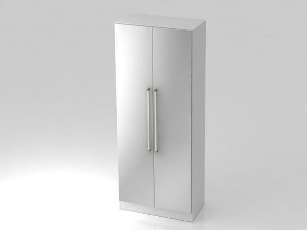 Hammerbacher Garderobenschrank 5OH, Sockelblende, Chromgriff Weiß/Silber, 80x42x200,4 cm (BxTxH), V7200/W/S/CE