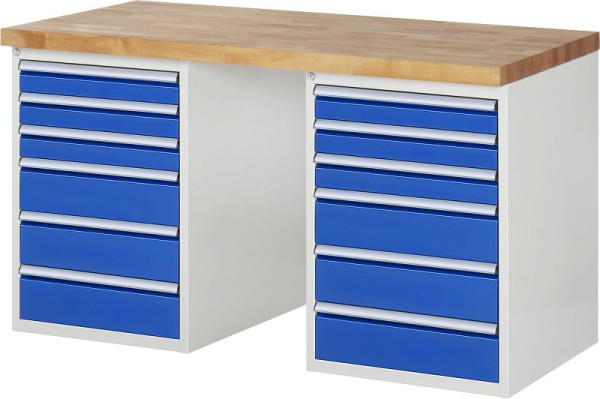 RAU Werkbank Serie 7000 - Modell 7515-3, B1500 x T700 x H890 mm, Systemunterbau B1500 x T650 x H850 mm, 03-7515A3-157B4M.11