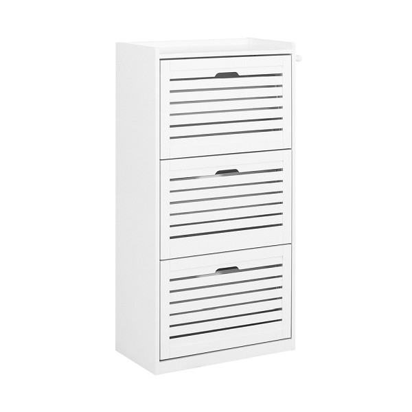 SoBuy Schuhschrank mit 3 Türen Weiß 55x30x112 cm, Modern, FSR108-W