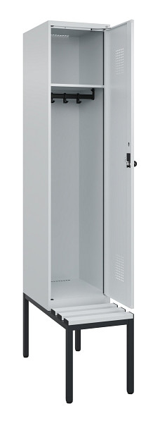 C+P Spind Evolo PLUS, 1 Abteile, 2120x400x815mm, 7035/7035, Haken 4, Drehriegel, Sitzfläche Kunststoff, Sitzbank, 0490507-12 S10067