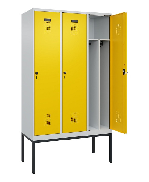 C+P Spind Evolo PLUS, Gestell, 3 Abteile, 2120x1200x500mm, 7035/1023, Verschluss Drehriegel, 0490307-32F S10001