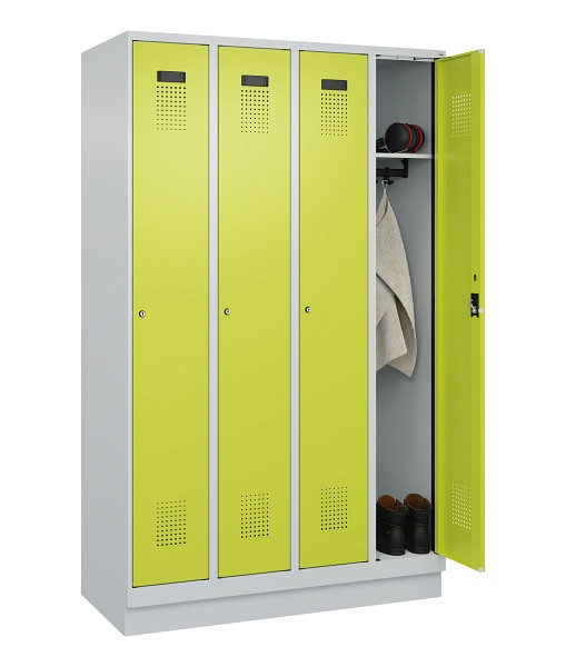 C+P Spind Evolo PLUS, mit Sockel, 4 Abteile, 1950x1200x500mm, 7035/0024, Verschluss Zylinderschloss, Ablageböden 4, 049020-40 S10042