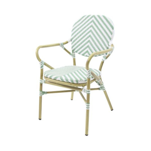 Feros Tango Bistrostuhl Rattan, Bambus-Weiß/Grün, 56351