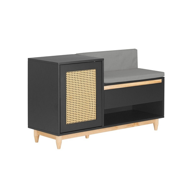 SoBuy Schuhbank mit einer Schublade Schwarz 100x35x60 cm, Rustikal, FSR128-SCH