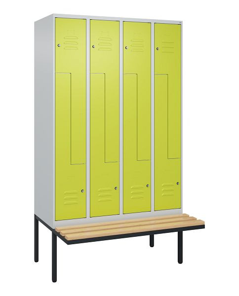 C+P Z-Spind Classic PLUS, Bank, 8 Abteile, 2120x1200x815mm, 7035/0024, Zylinderschlösser, Buche-Sitzleisten, 0800437-408 S10025