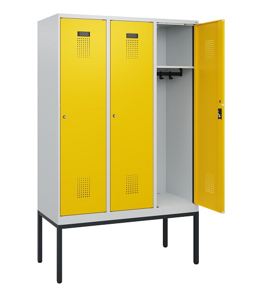 C+P Spind Evolo PLUS, Gestell, 3 Abteile, 1950x1200x500mm, 7035/1023, Zylinderschloss, 0490305-32 S10020