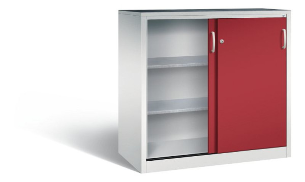 C+P Schiebetürenschrank Acurado, H1200xB1200xT600mm, Farbe: Lichtgrau / Rubinrot, Bügelgriff, 2067-09 S10027