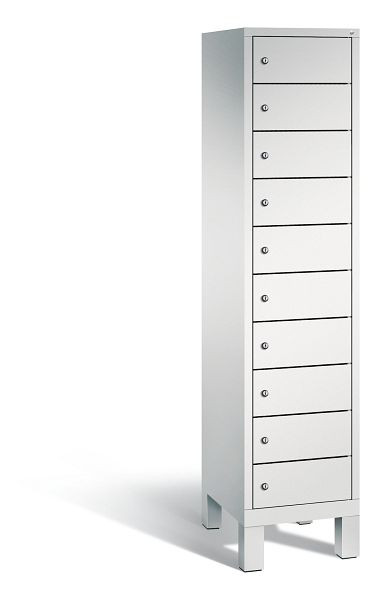 C+P Schließfachschrank Evolo, 10 Fächer, H1850xB420xT500 mm, Grau, 48010-1210 S10123