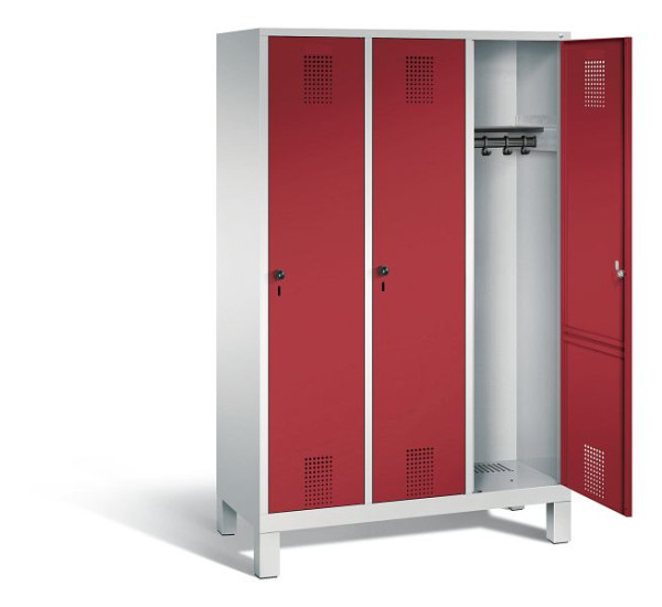 C+P Garderobenschrank Evolo, H1850xB1200xT500mm, Farbe: Lichtgrau / Rubinrot, 48010-32 S10013