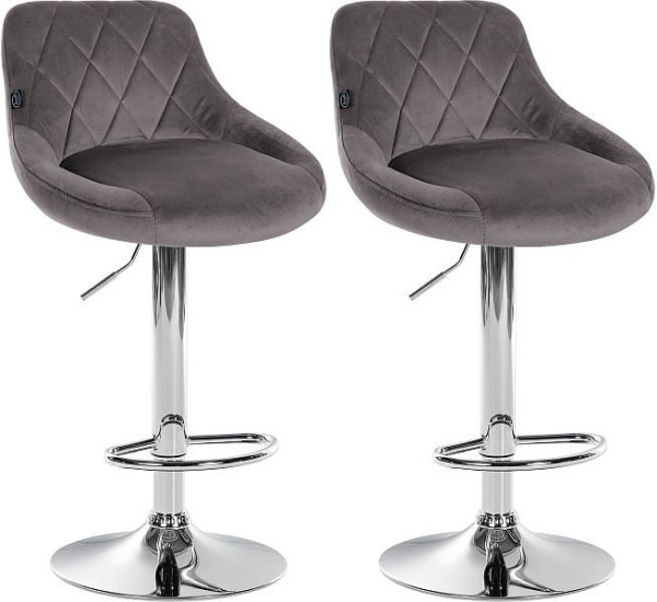 CLP Barhocker Lazio Samt chrom, grau, VE: 2 Stück, 323248