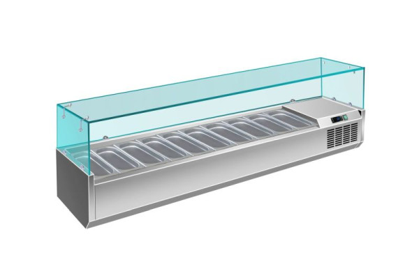 A&S Polarny Pizzakühlaufsatz mit Glasaufsatz 10x 1/4 GN, 2000x335x460 mm, PAK2000/330