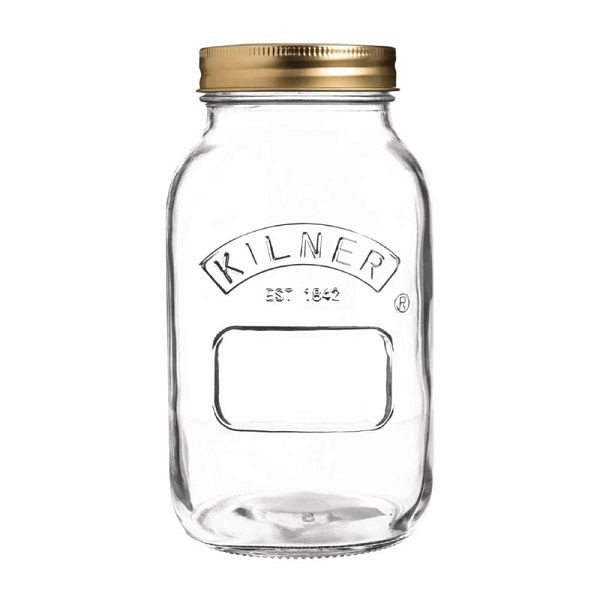 Kilner Weckglas mit Schraubverschluss 1 Liter, starker Schraubdeckel aus Metall hält das Glas luftdicht, GG786
