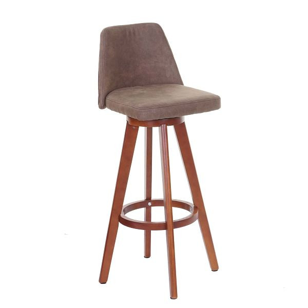 Mendler Barhocker HWC-C43, Barstuhl Tresenhocker, Holz Textil drehbar, Vintage braun, helle Beine, 61285