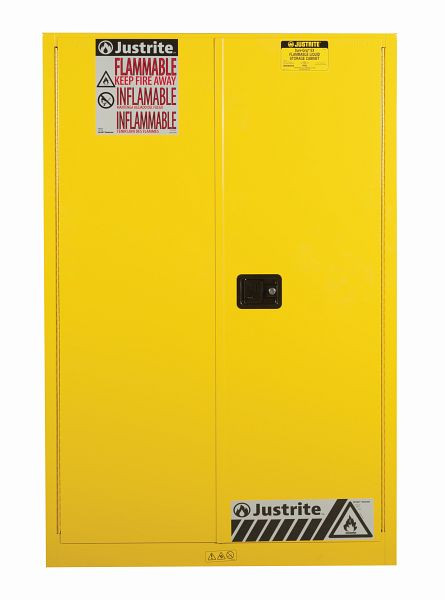 Justrite Classic Sure-Grip EX Sicherheitsschränke 89-CL, 165 x 109 x 45 cm, Gelb, 2 selbstschließende Türen - 2 Einlegeböden, JCB8945201